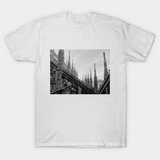 Black and White Milan Cathedral, Italy, Milan, Photography T-Shirt